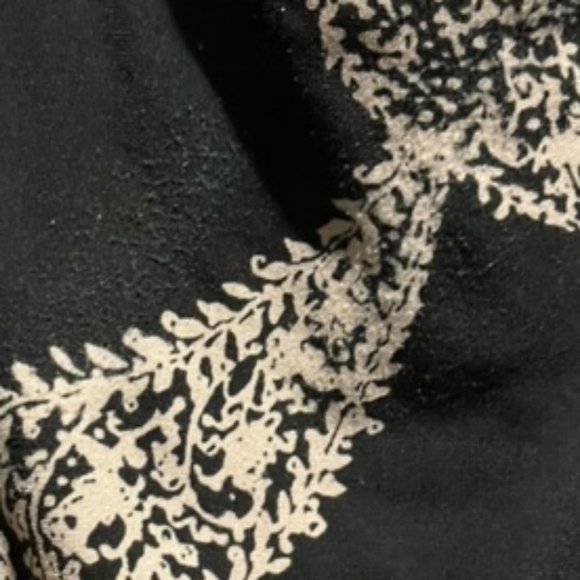 Black and Tan Paisley elastic waisted flouncy lightweight polyester jumpsuit - Picture 8 of 8